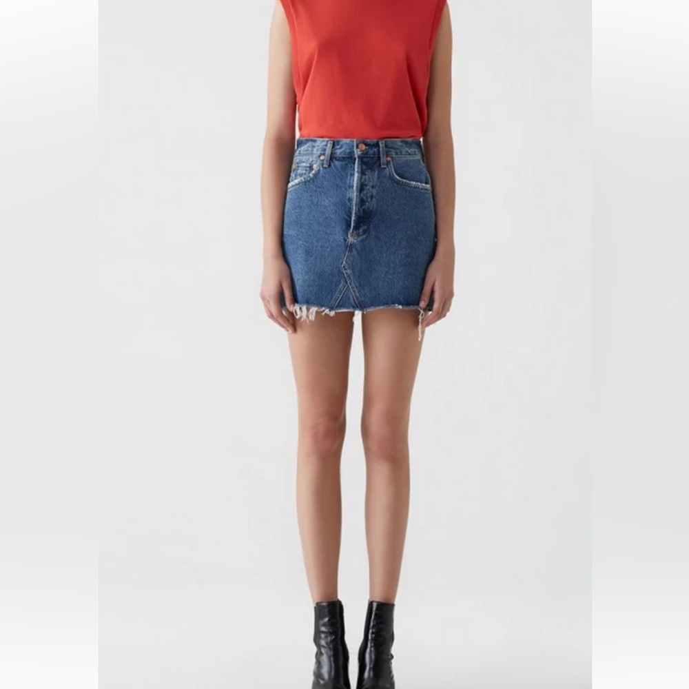 Agolde Quinn Denim Skirt 28 boho‎ festival layered staple westerncore flattering